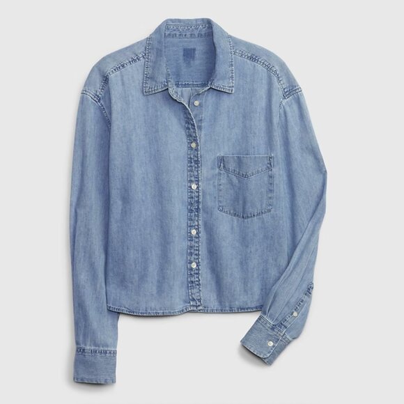 Gap Cropped Denim Shirt - Picture 6 of 7